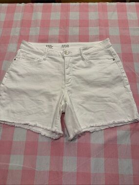 a.n.a White Frayed Hem Denim Shorts